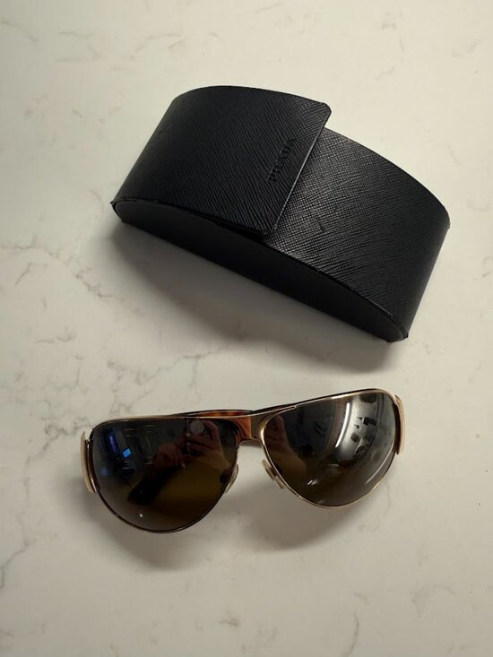 CHANEL Sunglasses Gold Frame CC Logo Wrap Aviator Sunglasses main image 7
